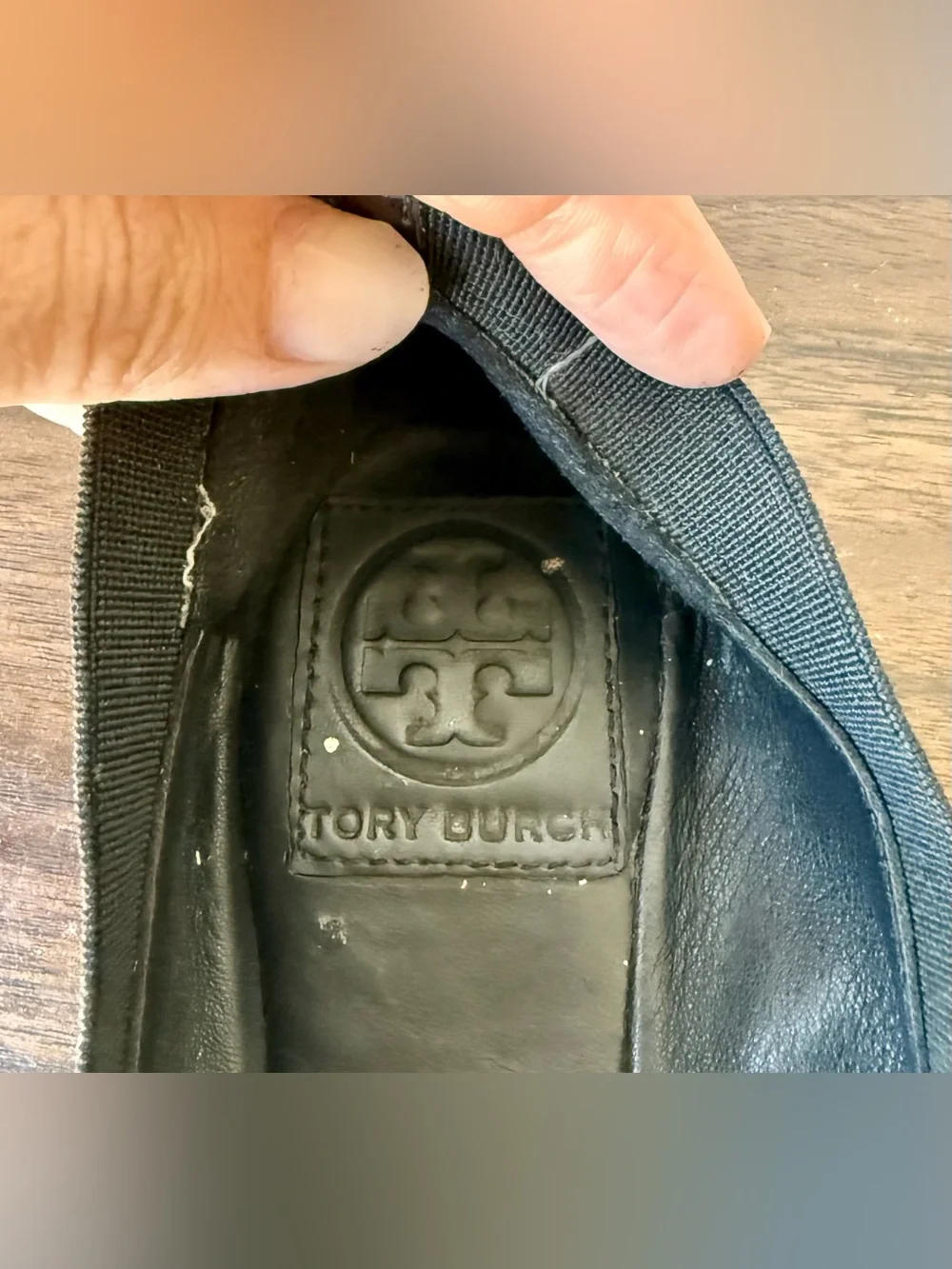 Tory Burch Black Patent Leather Logo Ballet Flats 9.5 M